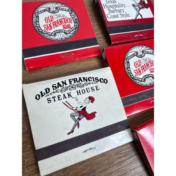 Old San Francisco Steak House Texas Restaurant Matchbook Lot Unstruck 1980s TX - Picture 8 of 10